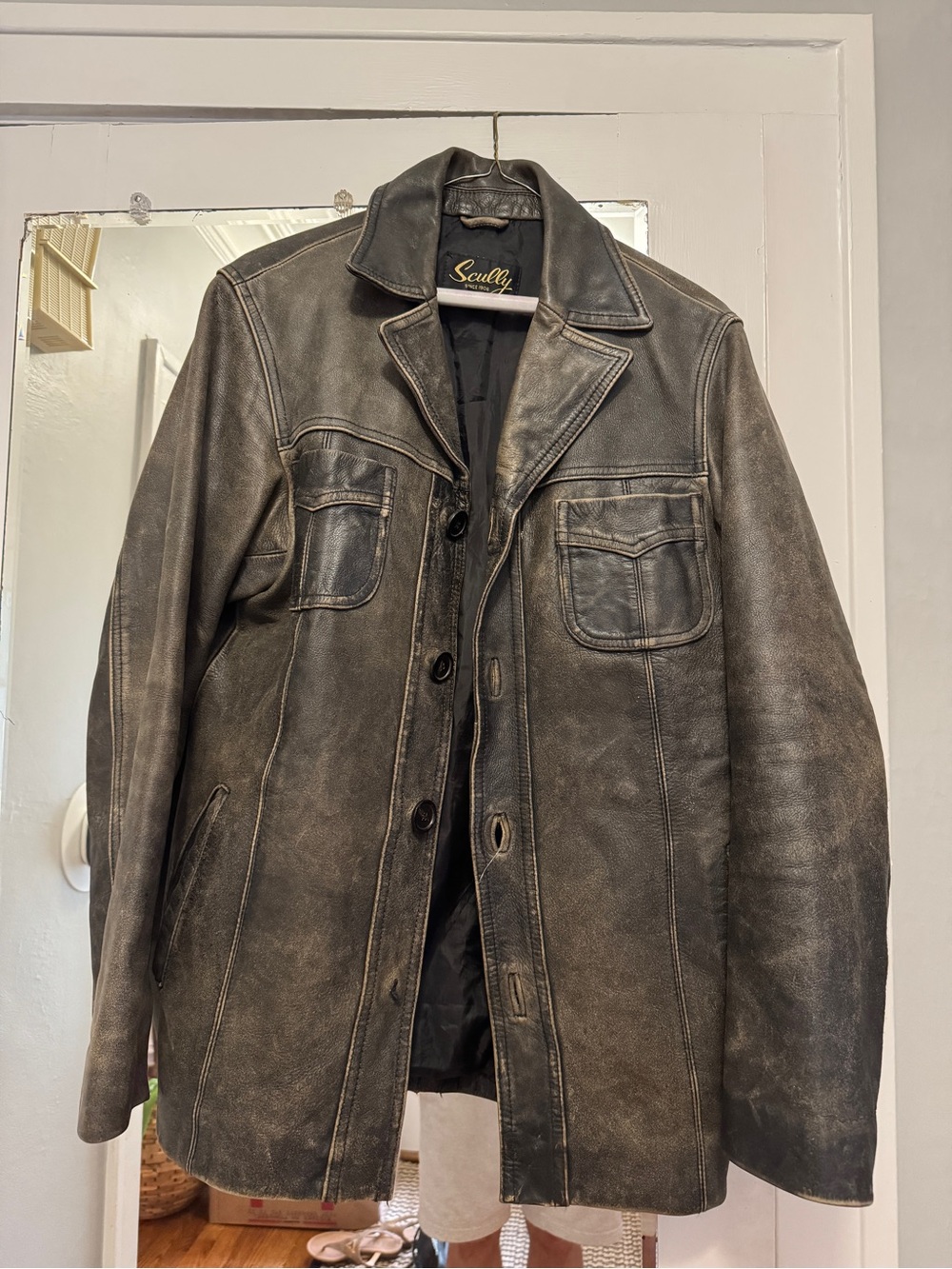 Rare ~Scully Men's Distressed Brown Leather Jacket BEAUTIFUL!!